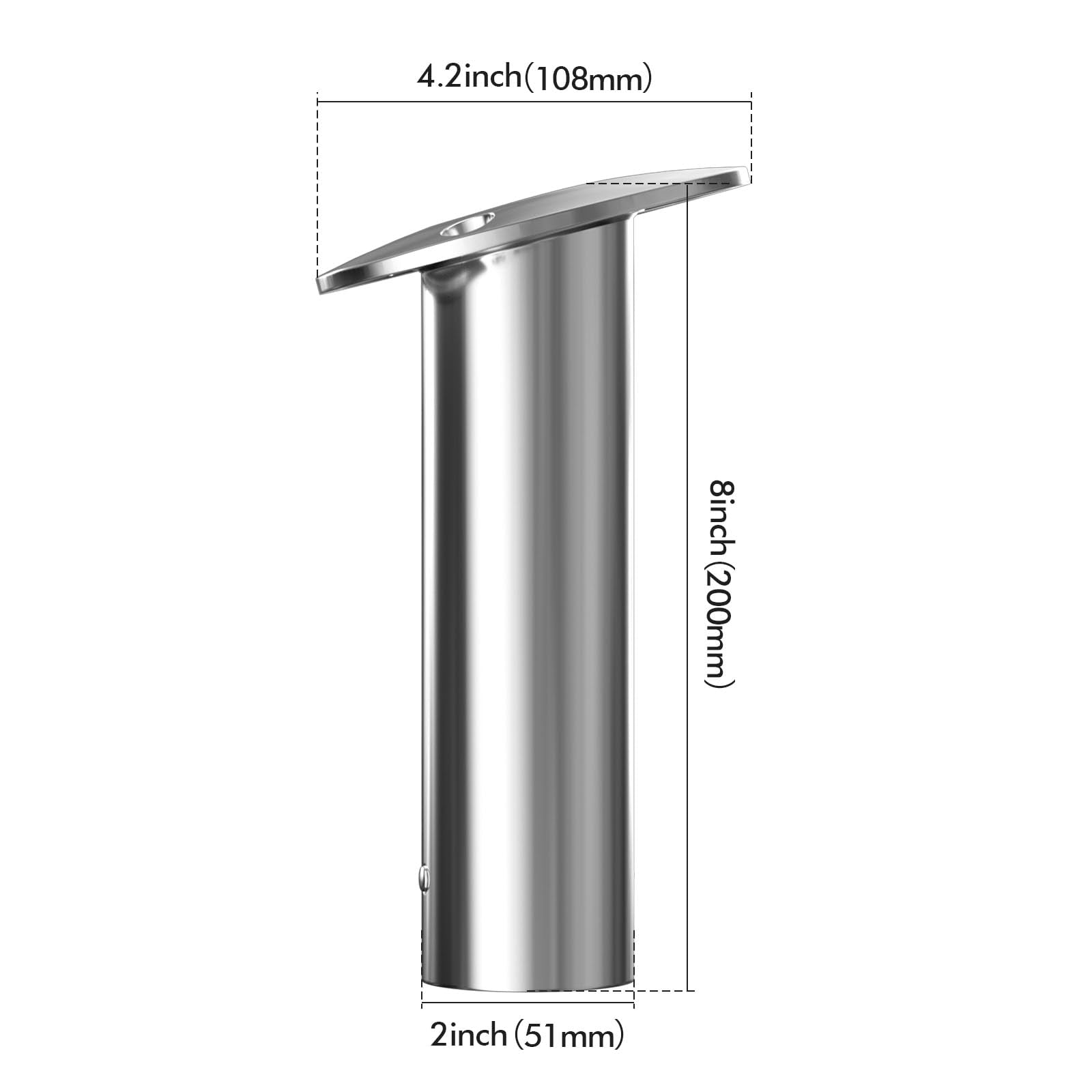 SCANDIRAIL Boat Fishing Rod Holder,2Pcs 15/30/90 Degree Stainless Steel 316 Flush Mount Rod Holders for Fishing Boat,with PVC Cap,Inner Tube and Gasket (2 PCS Without Cap, 15 Degree)