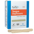 ForPro Professional Collection Senior Tongue Depressors, Large Wax Applicators, Wood Craft Sticks, 6" Senior Sized, Non-Sterile, 500-Count
