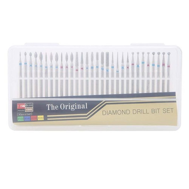Drill Nail Bit Set,30Pcs/Set Drill Nail Bit Cuticle Dead Skin Clean for Nail Files Manicure Tools, Professional nail drill for nail salon or manicure