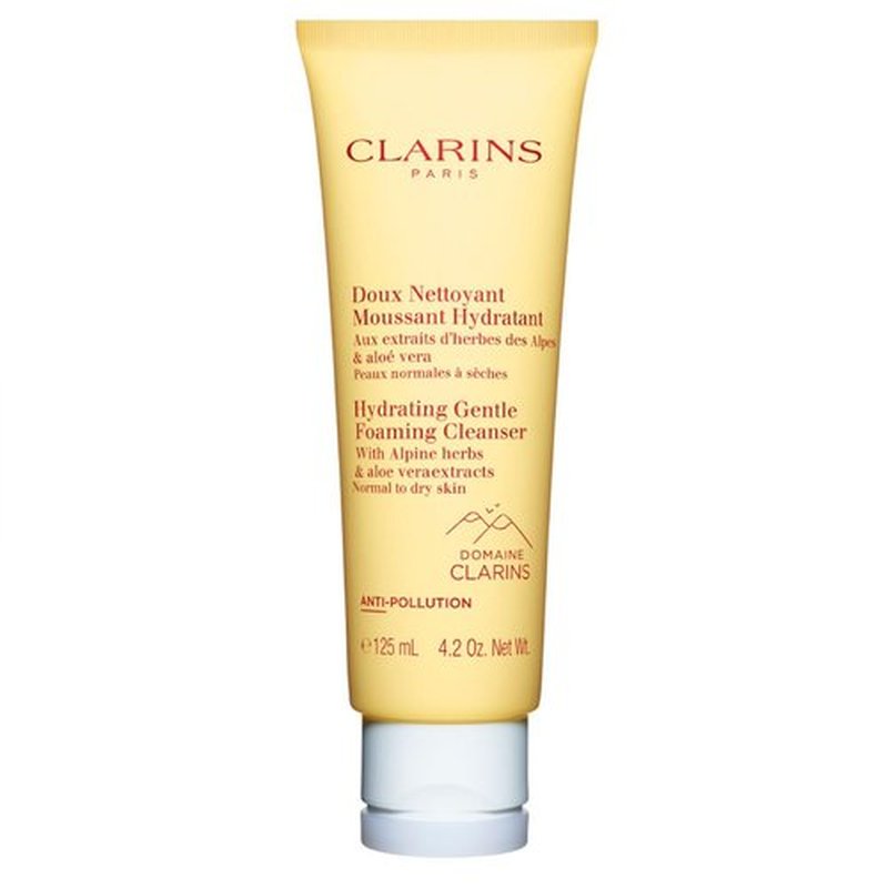 Clarins Hydrating Gentle Foaming Cleanser - Revives Radiance with Organic Aloe Vera | Soap-Free, SLS-Free
