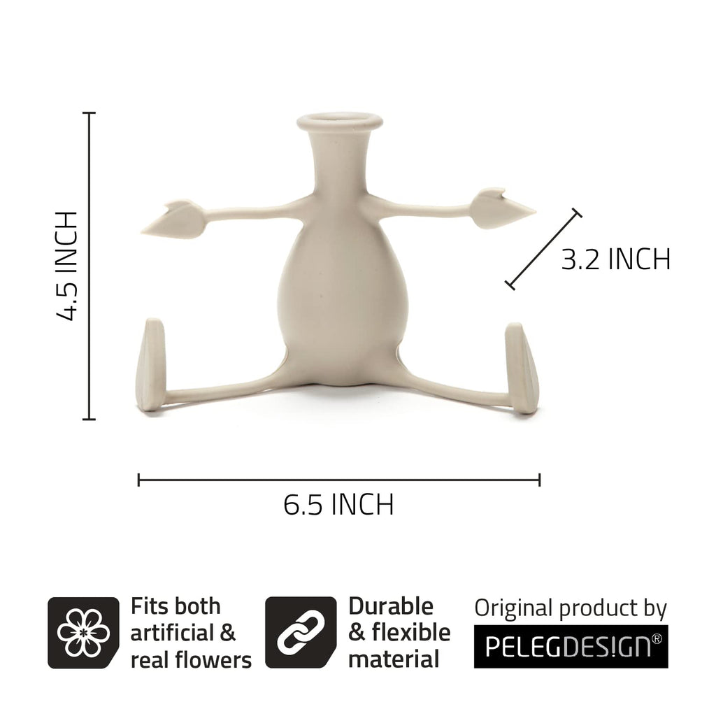Florino – Friendly Flower Vase Modern Home Décor Vase for Flowers Unique Gifts by Peleg Design (Stone)