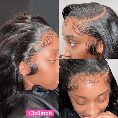 13x6 HD Lace Frontal Only, Body Wave Ear to Ear HD Lace Frontal Human Hair Pre Plucked Natural Hairline (13x6 Lace Frontal-Body Wave, 16 Inch)