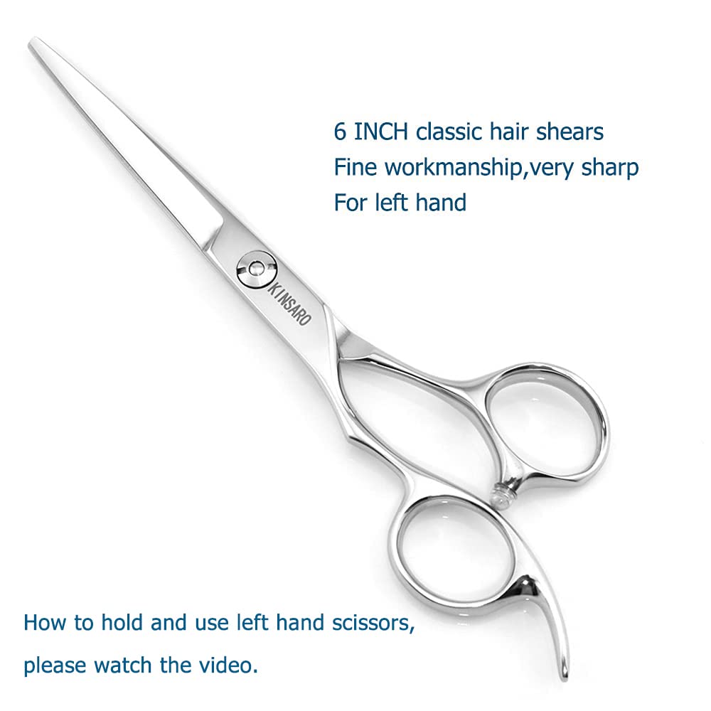 KINSARO Left Hand Hair Cutting Scissors 6 Inch Japan 440c Hardness Verified