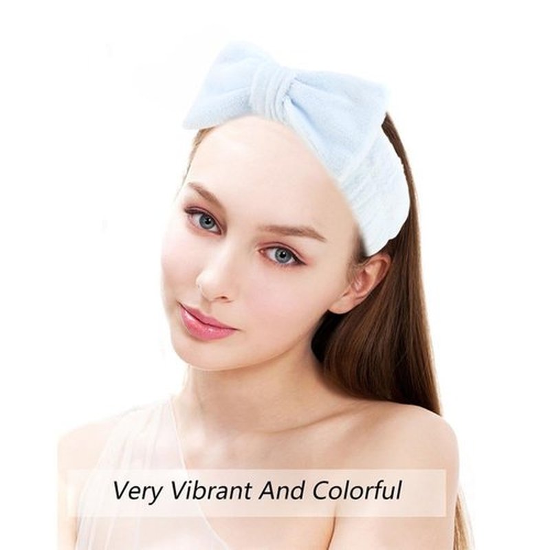 AOPRIE SPA Headbands for Washing Face Makeup Headbands with Bow Hair Band Women Facial Head Band Laurel Wrist Towel Wraps For Shower Face Mask Blue Pink Purple, 12 Pack
