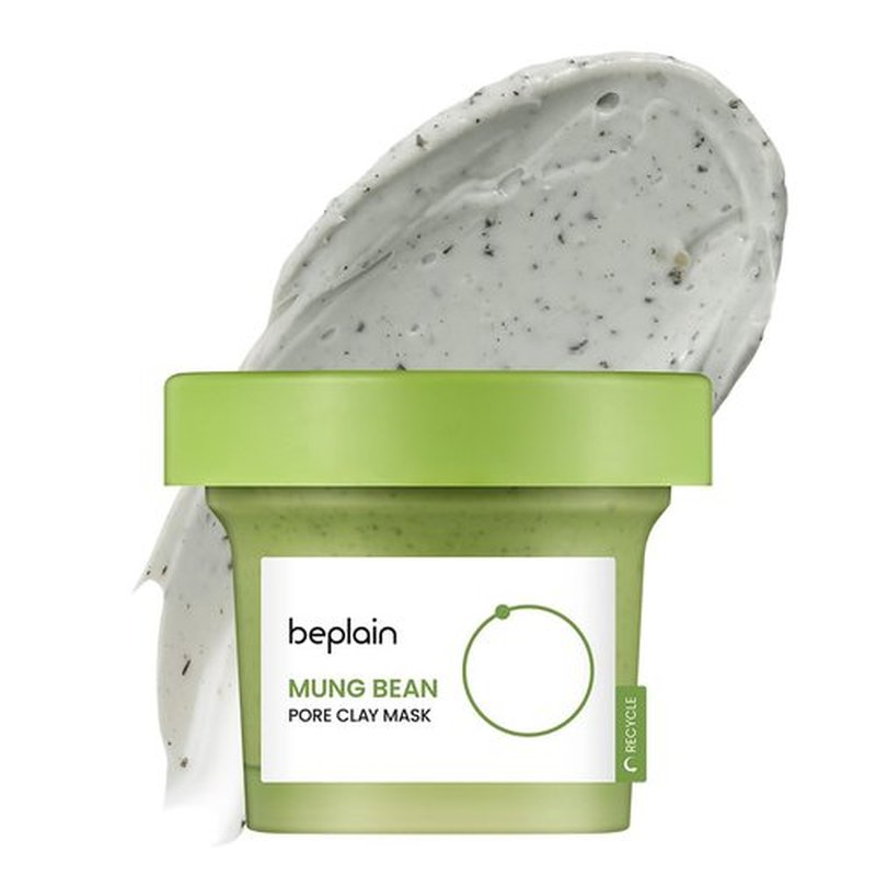 beplain Mung Bean Pore Clay mask (4.05 fl oz, 120ml) | Wash off mask for Blackhead & Whitehead care | Cleanse and visibly tighten pores | Collab with Youtuber LeoJ | Korean Clay Mask | k-beauty
