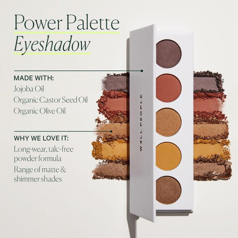 Well People Power Palette Eyeshadow - Five Long-Wear, Hyper-Pigmented Shades | Vegan & Cruelty-Free, Sepia