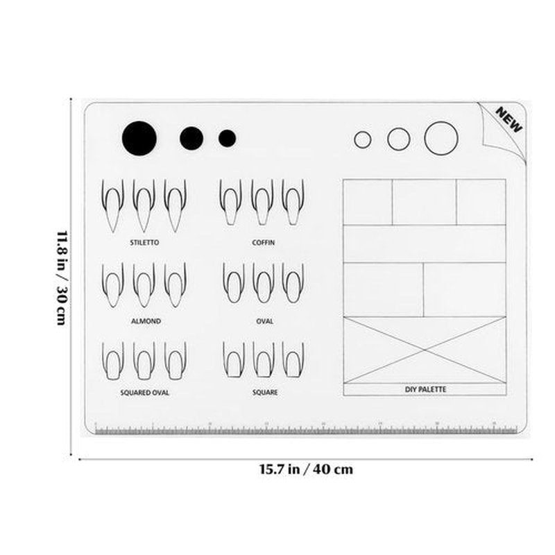 FOMIYES Nail Practice Mat, Silicone Nail Training Sheet for Stamping Nail Art Decal Salons Home DIY Manicures Tool