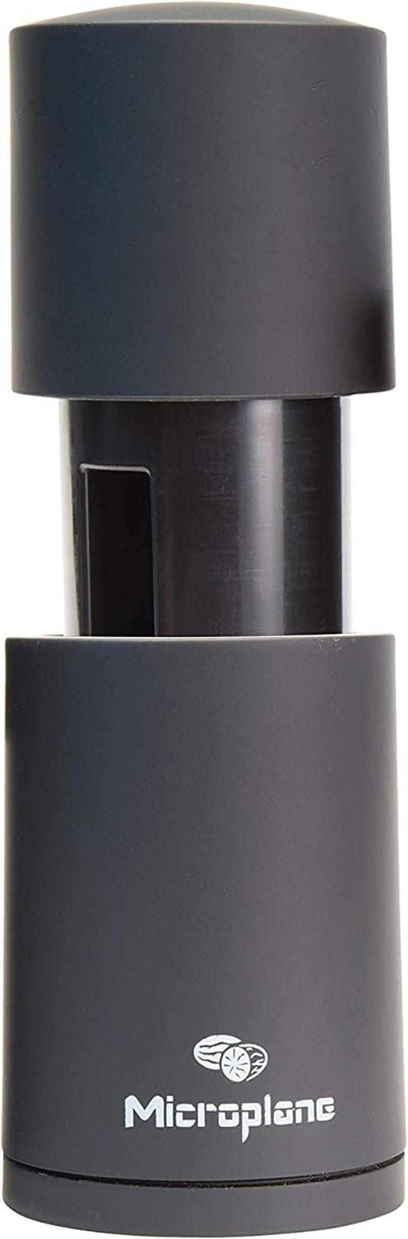 Microplane Spice Mill | Manual Cinnamon Grinder & Nutmeg Grater - Sleek Black Design