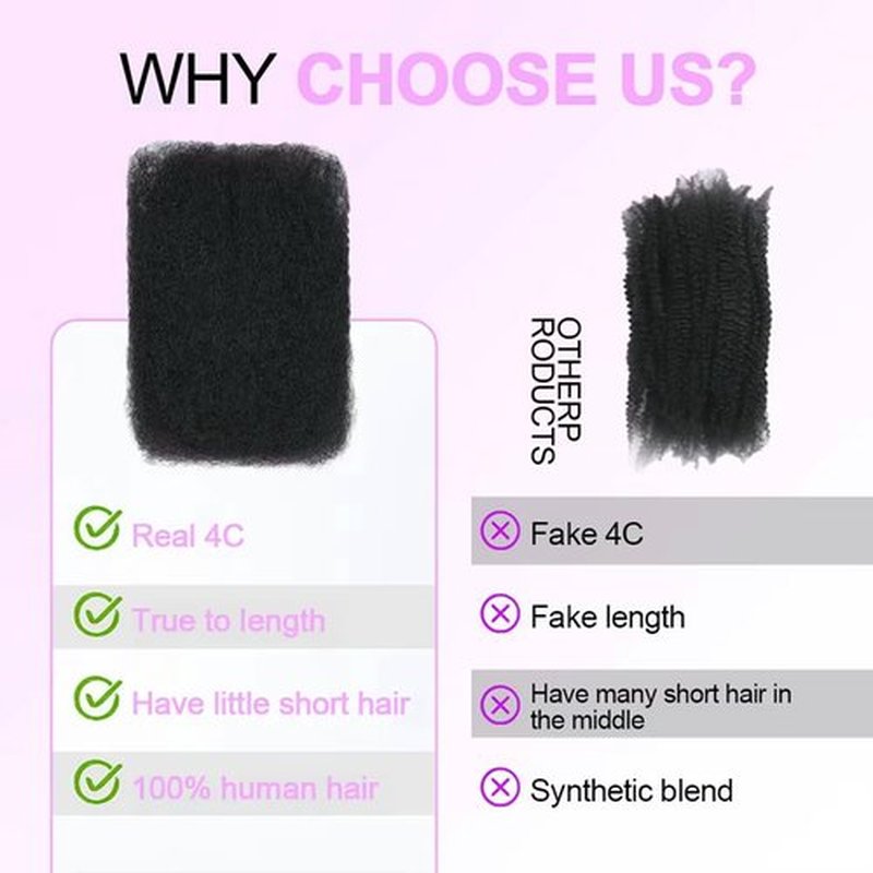 Afro Kinkys Bulk Human Hair 100% Real Human Hair 4c Kinky Curly Hair Bundles for Locs 1 Pack 60g,Dreadlocks Extensions,Twist Braiding,Double Lifespan Virgin Hair 14 inch Natural Black