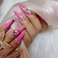 ZYBUXY 24pcs rose press on nails long coffin Fake nails Acrylic Can Be Reused False Nails for Women and Girls