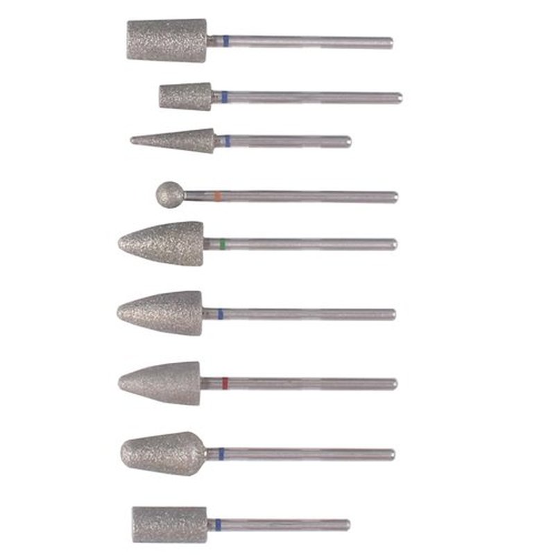 MZCMSL 9pcs Pedicure Cone Barrel Ball Drill Bits for Cracked Skin Callus Removal, 3/32 Shank Pro Diamond Foot Cuticle Bit