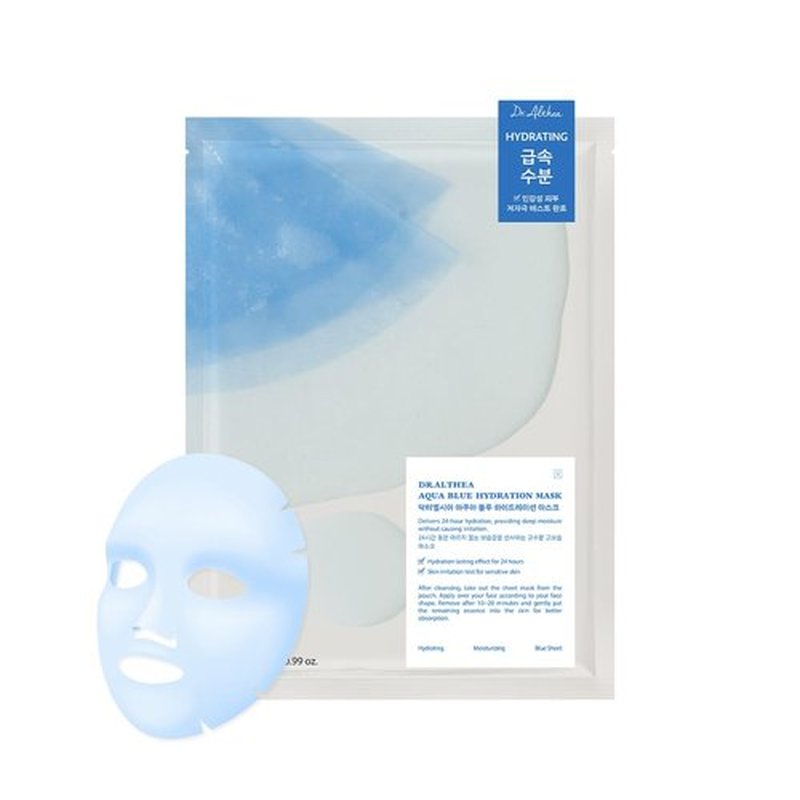 Dr.Althea Aqua Blue Hydration Mask - Reduce Puffiness & Boost Hydration | Vegan Korean Skincare (Pack of 4)