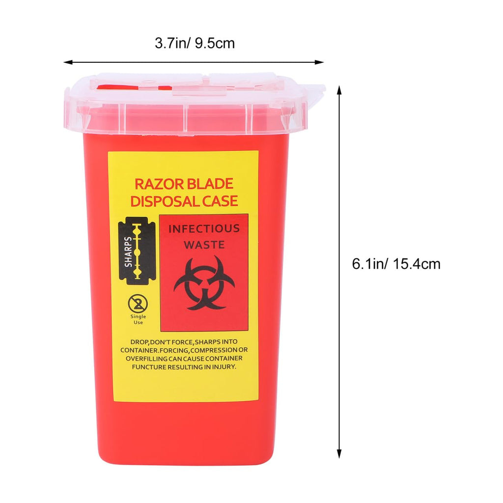 Minkissy Needle Disposal Containers Home, Razor Case Blade Recycling Box with Secure Lock Lid Compact Storage Container for Safe Used in Barbershop and Salon 6.06X3.74X3.74In