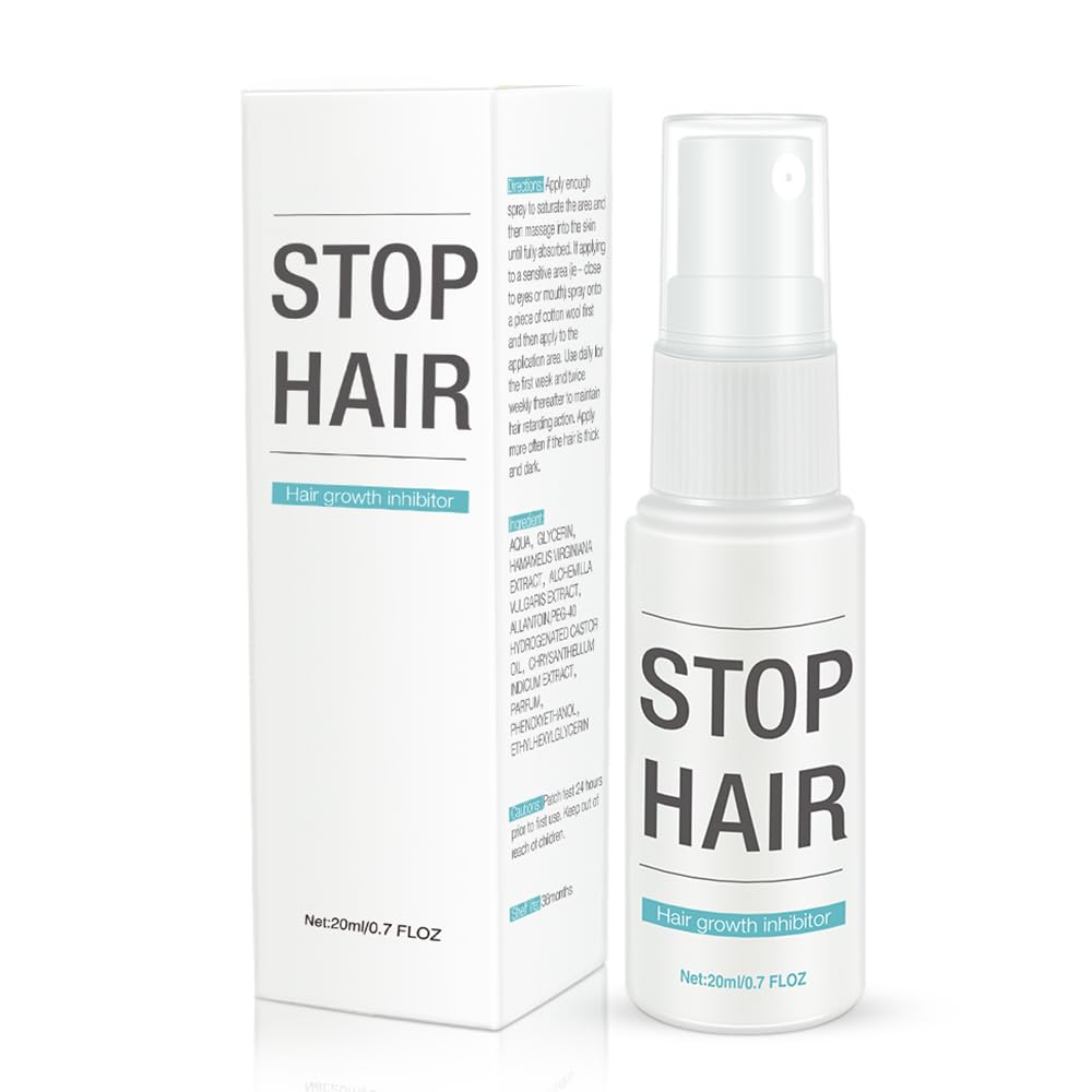 20ml Hair Growth Inhibitor Spray for Face Bikini, Non-Irritating Painless Hair Inhibitor Permanent Stop Hair Growth for Body, Arm, Armpit, Leg