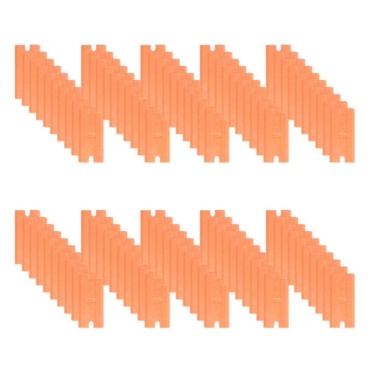 American Line Double Edged Orange Plastic Blades - 100-Pack - Made with Durable Corrosion Resistant Plastic for Stubborn Sensitive Surfaces - .875" x 6.75" x 1.75" - 66-0707