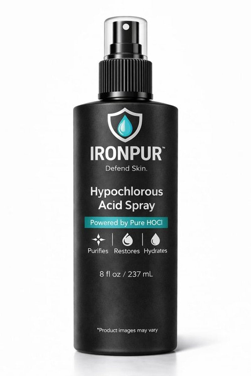 IRONPUR Hypochlorous Acid Spray (Pure HOCl) Facial Mist for Face & Body – Daily HOCl Spray for Sensitive Skin – Helps Calm Redness & Neutralize Odor – Alcohol & Fragrance Free – 8 oz