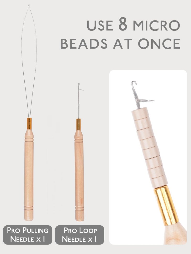 WENNALIFE Sew in Hair Extension Kit Hair Extension Tools, 200 PCS Blonde Micro Ring Beads, 1 Pulling Needle, 1 Loop Needle, 1 Plier, 1 Thread, 4 Curved Needles, 2 Straight Needles, 2 J-needles