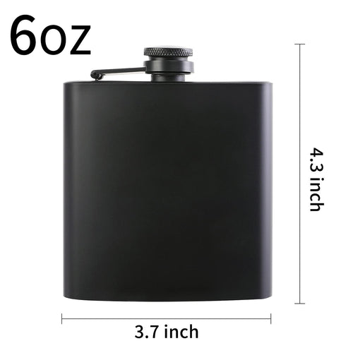 10 pcs Hip Flask for Liquor Black 6oz Stainless Steel Leakproof with 10 pcs Funnel for Gift, Camping, Wedding Party, Groomsmen Gifts