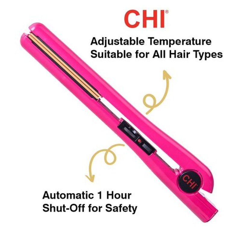CHI Tourmaline Ceramic Flat Iron - Professional Hair Straightener for Silky Smooth Hair | Pure Pink 1" Plates