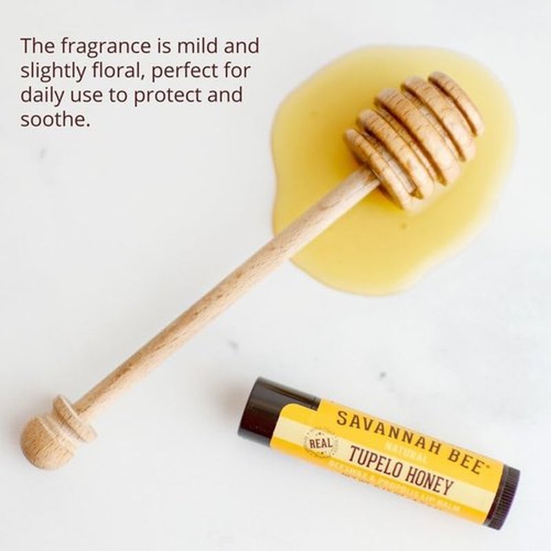 Savannah Bee Company Natural Tupelo Honey Lip Balm - Moisturizing Beeswax Formula, 0.15 oz (Pack of 4)