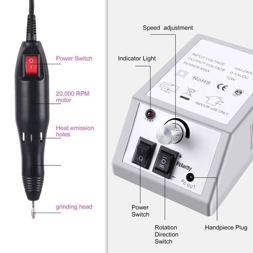 Portable Electric Nail Drill,Professional Nail Drill for Acrylic Nails,Nail File Manicure Pedicure Kit for Gel Nail,Nail Art Polisher with 50 Pcs Sanding Bands,Low Heat Low Noise Low Vibration