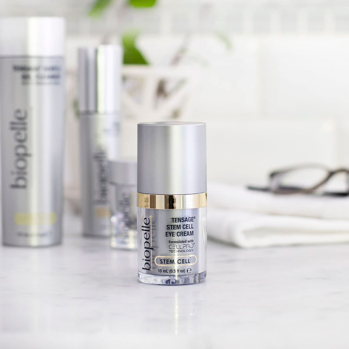 Biopelle Tensage Stem Cell Eye Cream, Under-Eye Cream for Dark Circles, Puffiness, and Bags with CellPro Technology, Caffeine, Retinol, and Peptides, 0.5 Oz
