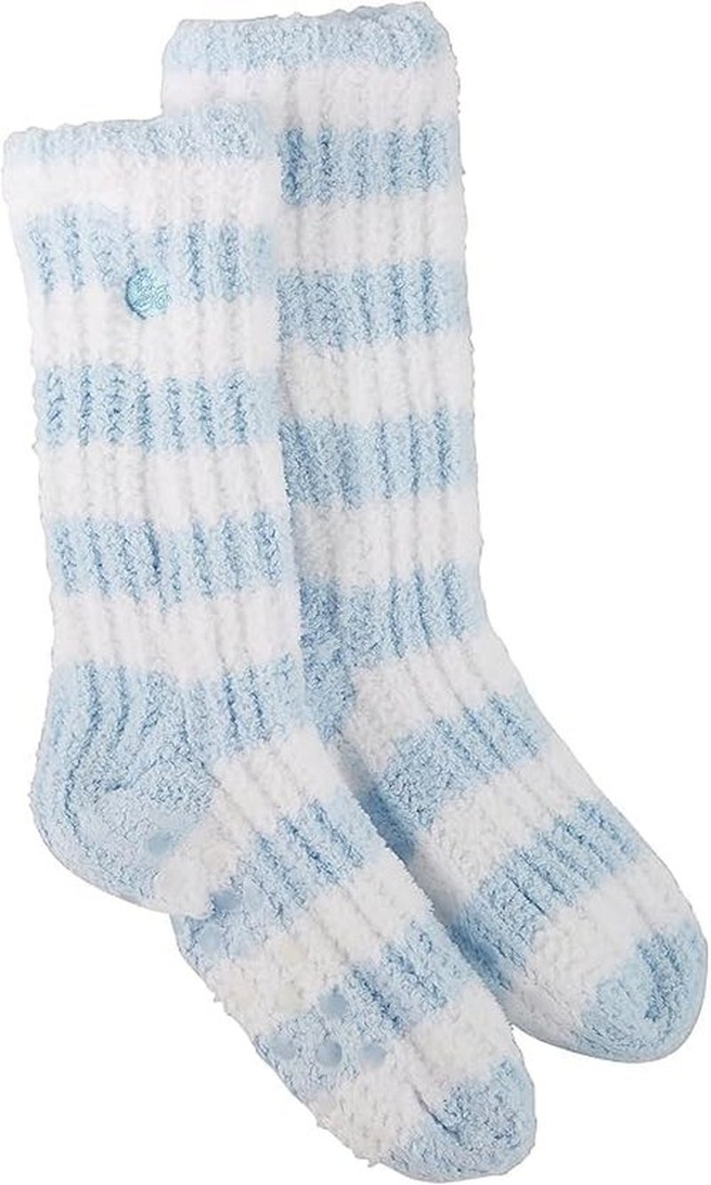 Earth Therapeutics Cozy Socks with Shea Butter - Blue + White Stripe