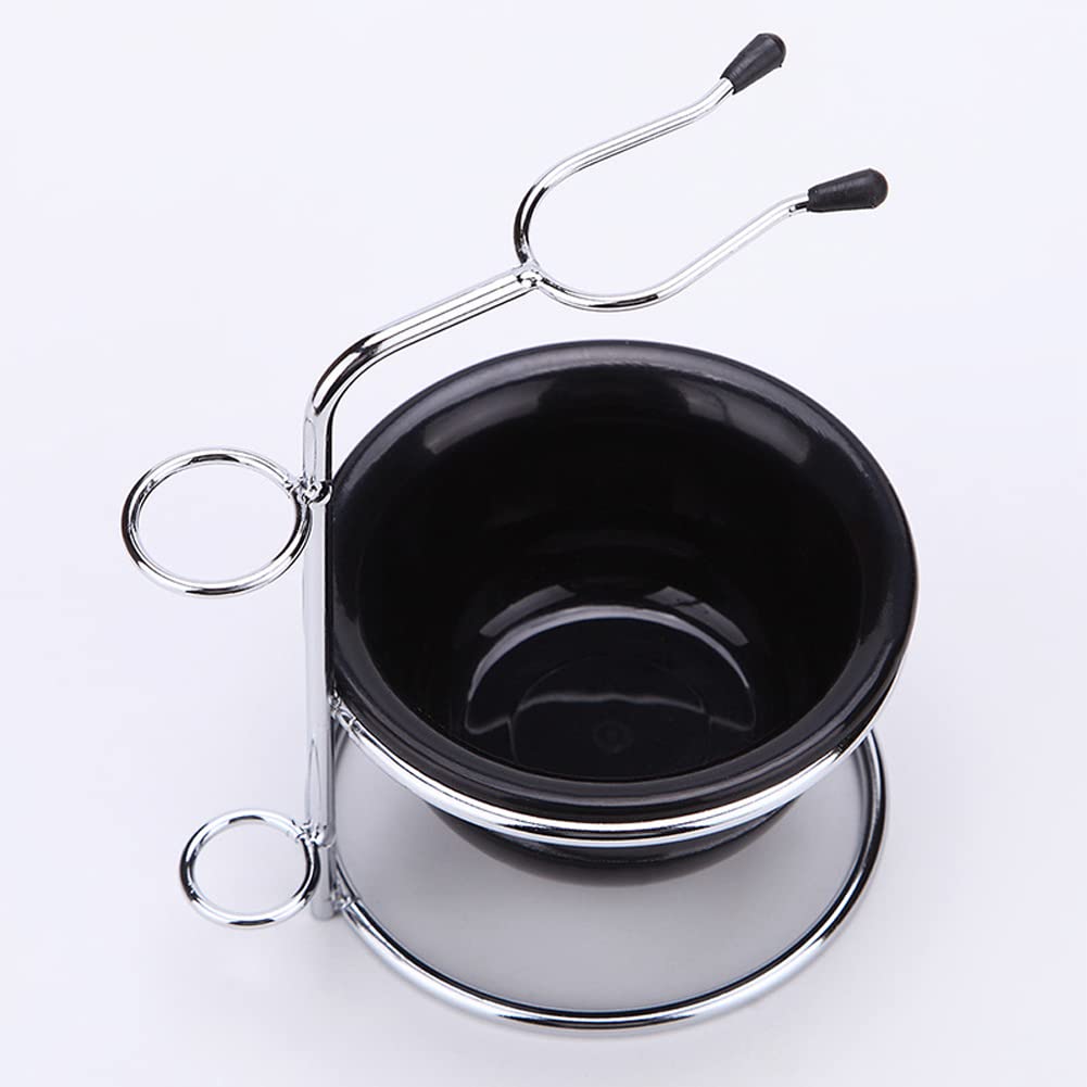 luzen Stainless Steel Shaving Bowl and Brush Stand, Professional 2 in 1 Shaving Stand Bowl Shaving Razor Brush Holder Grooming Tool Shaving Kit for Men