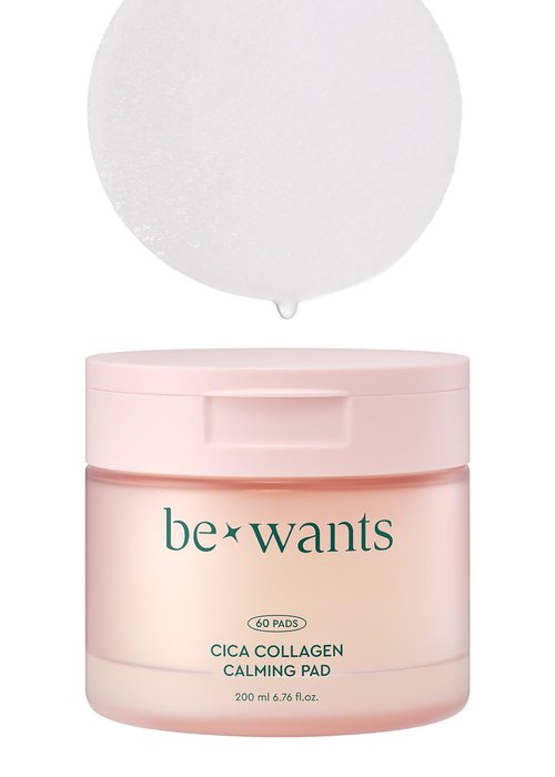bewants Cica Collagen Calming Facial Toning Pads – Instant Soothing & Moisturizing with Centella Asiatica & Triple Hyaluronic Acid, 60 Pads, Includes Hygienic Tweezers