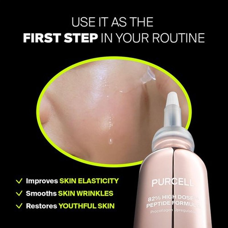 PURCELL 82% High Dose Peptide Formula - Serum with Multicollagen, Peptide for Firmer and Youthful Skin, Light and Gentle Formula, Anti-Aging, 1.01 oz