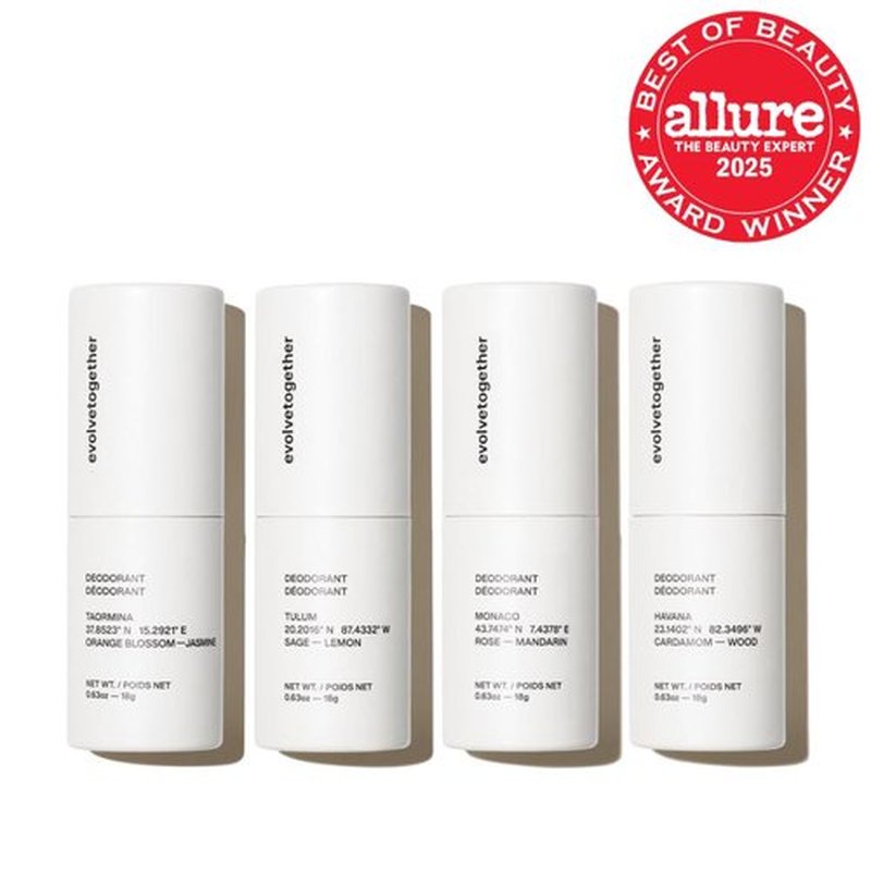 EvolveTogether Aluminum-Free Natural Deodorant - 4 Pack Travel Set | Neutralizes Odors & Soothes Skin | Vegan & Cruelty-Free