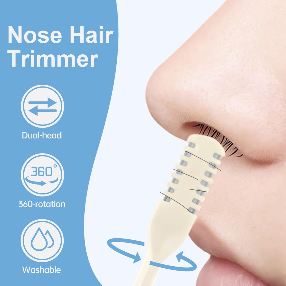 Fliwos Nasal Hair Cutter, 2026 New 2-in-1 Double Sided Nose Hair Trimmer, Portable Nasal Clippers, Manual Nose Hair Remover Tool for Men and Women (Multicolor 12PCS)