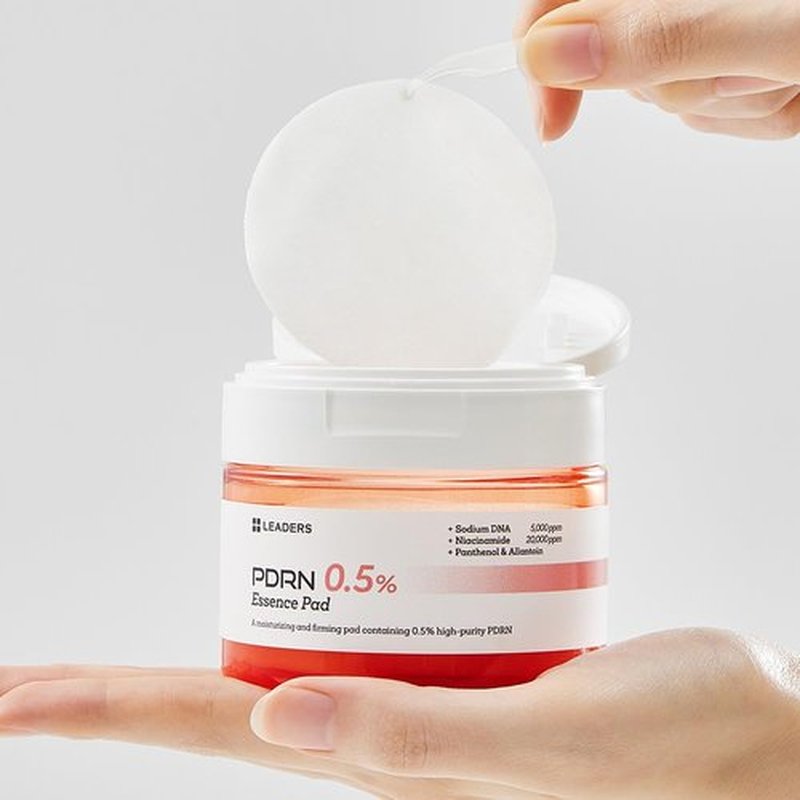 LEADERS PDRN 0.5% Essence Pad – Firming & Moisturizing Face Pads for Sensitive Skin – Anti-Aging, Help Skin Elasticity, Hydrating & Soothing Daily Skincare with Skin Barrier Support 135 ml - 70 Pads