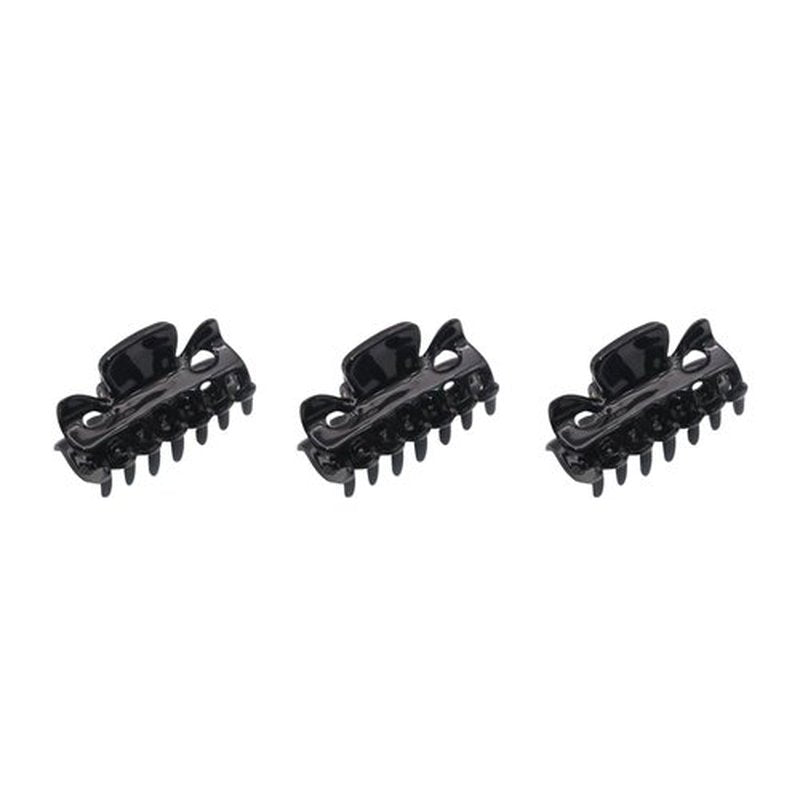 Parcelona French Classic Very Small 1 1/2" Claw Clips with Tight Spring Set of 3 Girls Hair Jaw Claw Clips Durable Styling Women Hair Accessories, Made in France (Black)