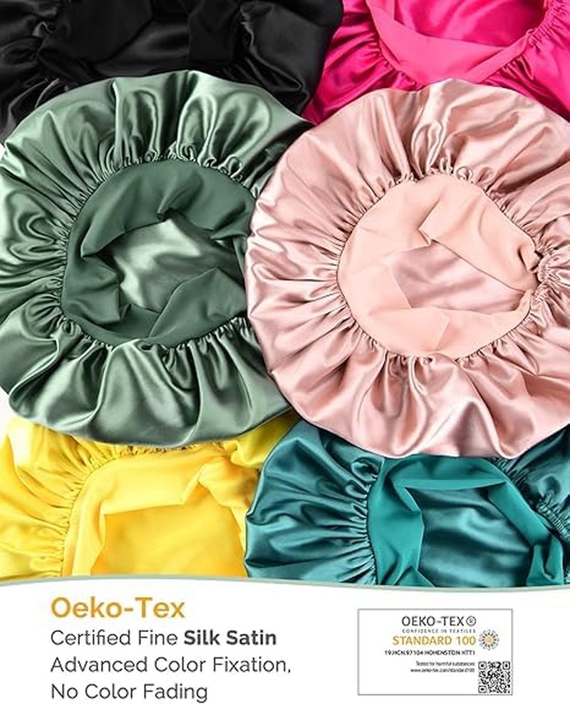 YANIBEST Adjustable Satin Bonnet for Sleeping Women Double Layer Hair Bonnet Reduce Friction Prevent Frizz Natural Curly Hair