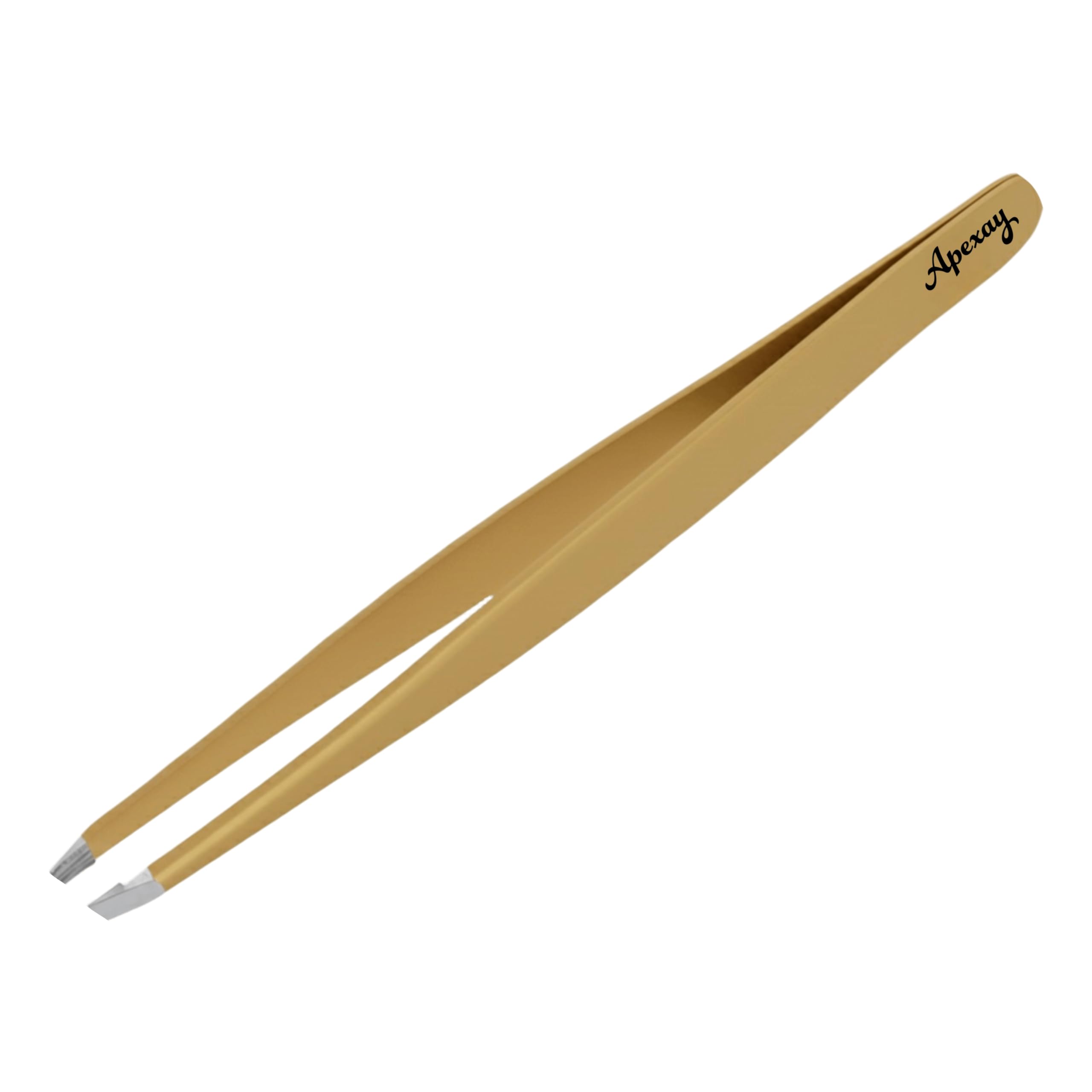 Made in Solingen, Germany - Apexay Professional Slant Tip Tweezers – Premium German Steel, Ultra Precision Grip, Salon Quality for Eyebrow and Fine Hair Removal (Gold)