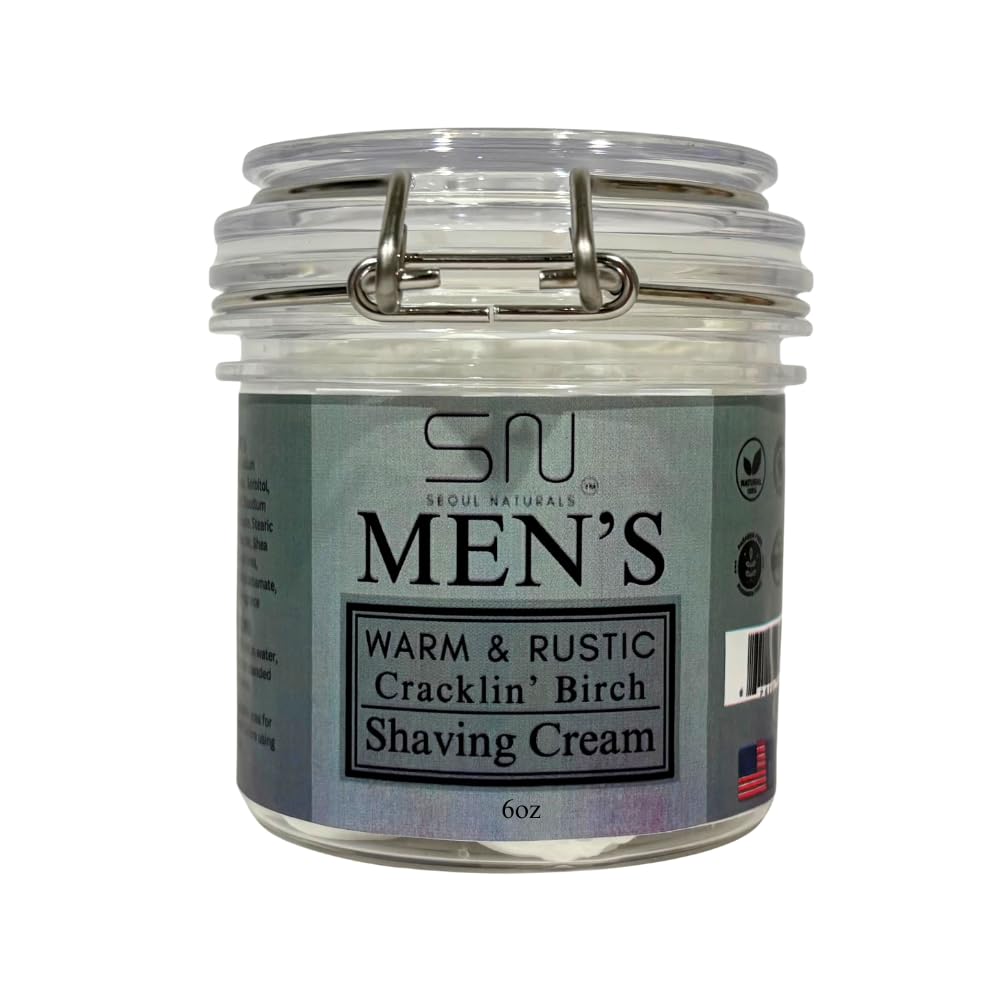 Seoul Naturals Warm and Rustic Cracklin' Birch Shaving Cream, k beauty, 6 oz