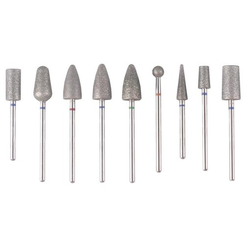 MZCMSL 9pcs Pedicure Cone Barrel Ball Drill Bits for Cracked Skin Callus Removal, 3/32 Shank Pro Diamond Foot Cuticle Bit