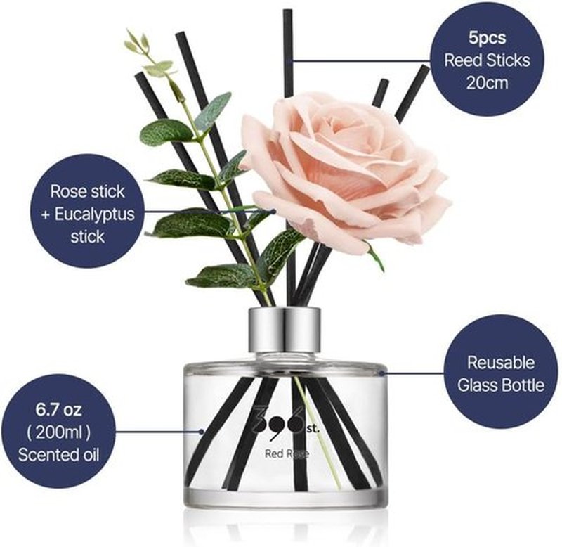 396 St. Rose Flower Reed Diffuser - Vanilla Lavender, 200ml (6.7oz) | Elegant Home Fragrance Decor