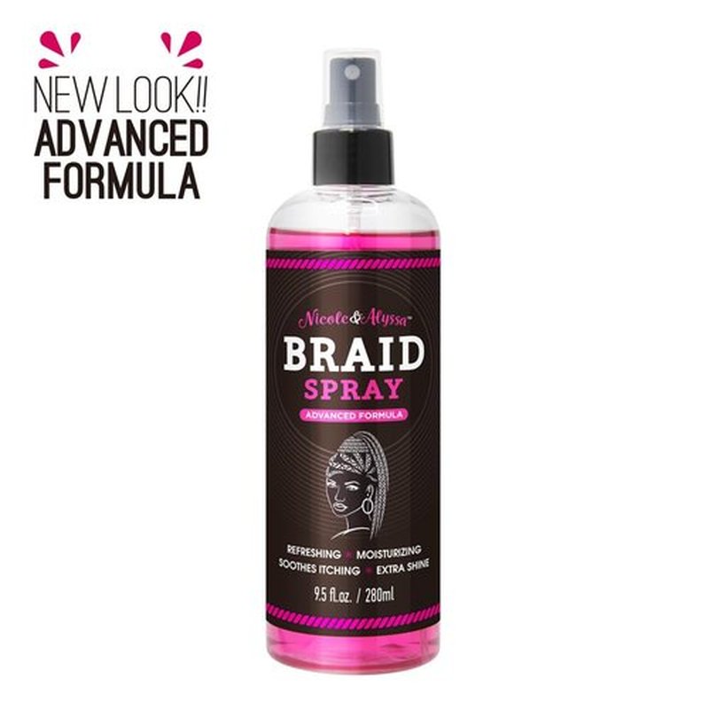 Nicole & Alyssa - Braid Spray 9.5oz - for BOHO Braids, Twists, Locs, Box Braids, Knotless Braids, Cornrows - Braid Sheen, Refreshing, Moisturizing, Detangling, Extra Shine