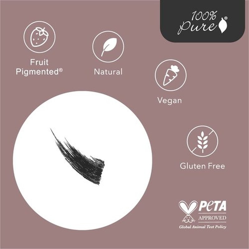 100% PURE Maracuja Oil Mascara - Dramatic Volume & Length, Vegan Formula - Black Tea Color, 0.35 oz