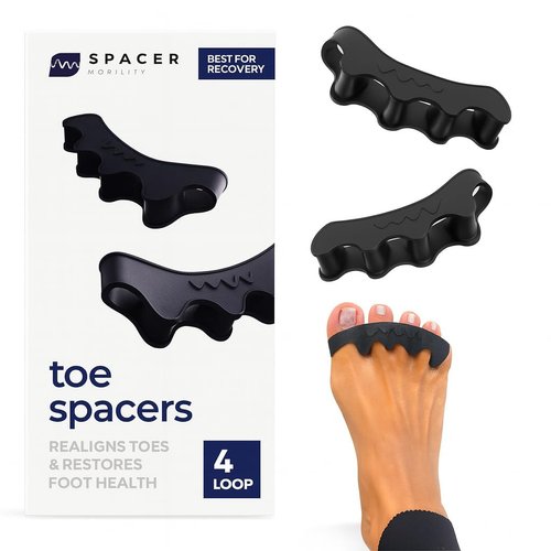 The Toe Spacer from Spacer Mobility, Recovery from the Ground Up, Correct Bunions, Plantar Fasciitis, & Correct Toes | Unisex Therapeutic Toe Spacer - Relieve Foot Pain and Tension | 4-Loop (4-Loop)