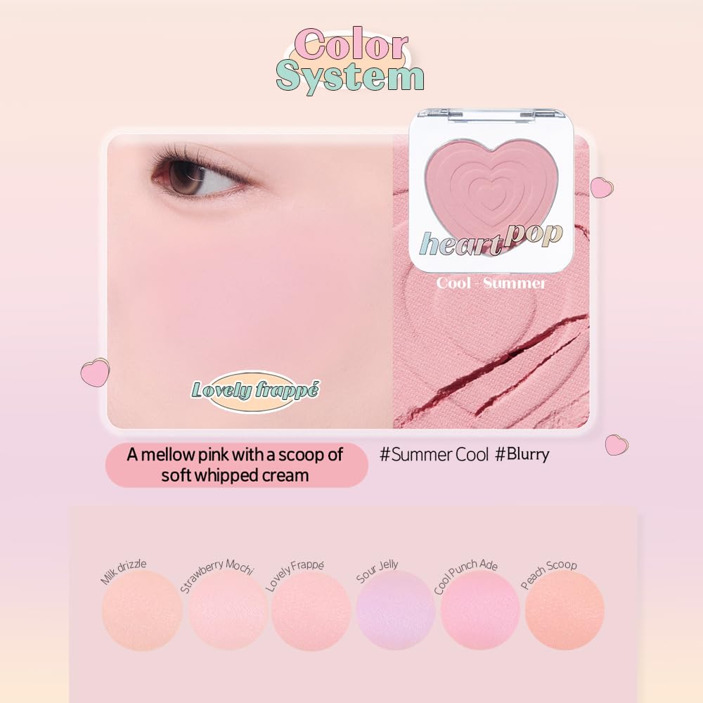 ETUDE Heart Pop Duo Blush, Sweet Beige Pink Cheek Colors, Natural Radiance & Glossy Finish, Layering Formula, Compact 0.2 oz – Lovely Frappe