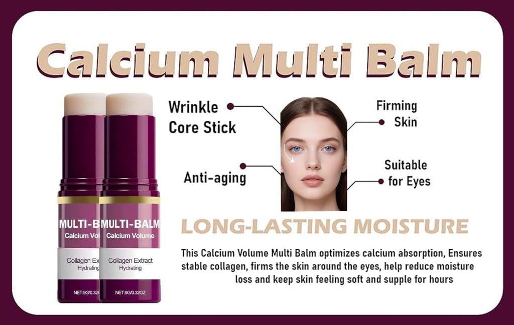 Cemenrete Multi-Balm Collagen Extract Hydrating Stick with Calcium Volume, Anti-Aging Moisturizing Formula for Face, Eyes and Neck, Purple, 9g/0.32oz ffz (2, 4.13x2.2)