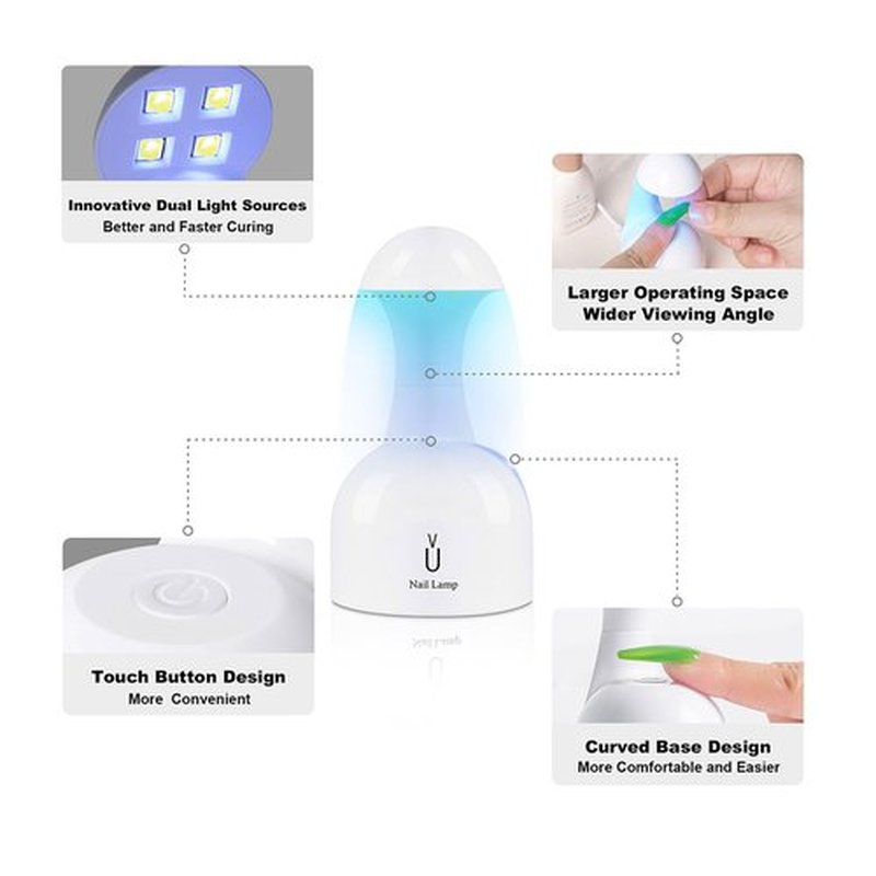 Kepma UV Led Nail Lamp Mini uv Light for Nails Tips Gel Glue Gel Nail Polish Polygel Gel x(White)