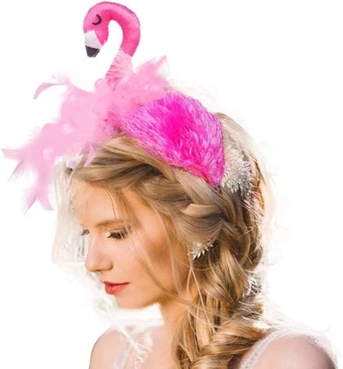 Mikily‘s Pink Flamingo Feather Headband Comfortable Lightweight Costume Accessory for Women Kids Adults Beach Party Dance Outfit Photo Shoot