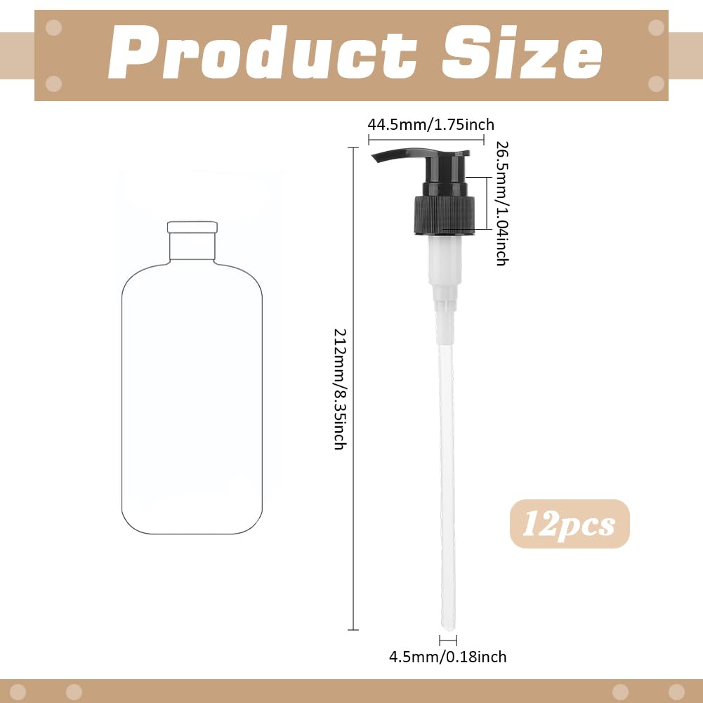 BENECREAT 12 Pcs Black Soap Dispenser Pump, 24/410 Dispenser Replacement Pumps for Soap, Shampoo, Lotion, Kitchen and Bathroom, Bottle Accessories