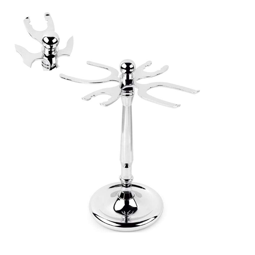 Mrisata 4 Prong s and Shave Brush Stand, Shaving Brush Holder Stand Tool, Shaving Accessories for Man, Holder, Holds 2 Double Safety s and 2 Shave Brushes (4 Holes)
