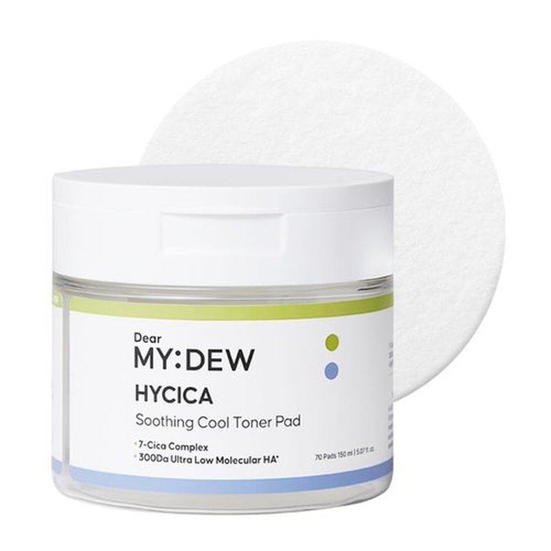 DearMYDEW HYCICA Soothing Toner Pad | Cooling Calming Hydration for Sensitive Skin with XYLITOL, Centella, Ultra-Low Molecular Hyaluronic Acid, Vegan Fragrance-Free Korean Skincare, 70 Pads