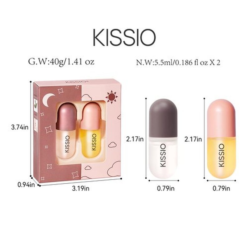 KISSIO Lip Plumper Set - Natural Lip Care Gloss for Beautiful, Moisturized Lips | 2-Piece Set